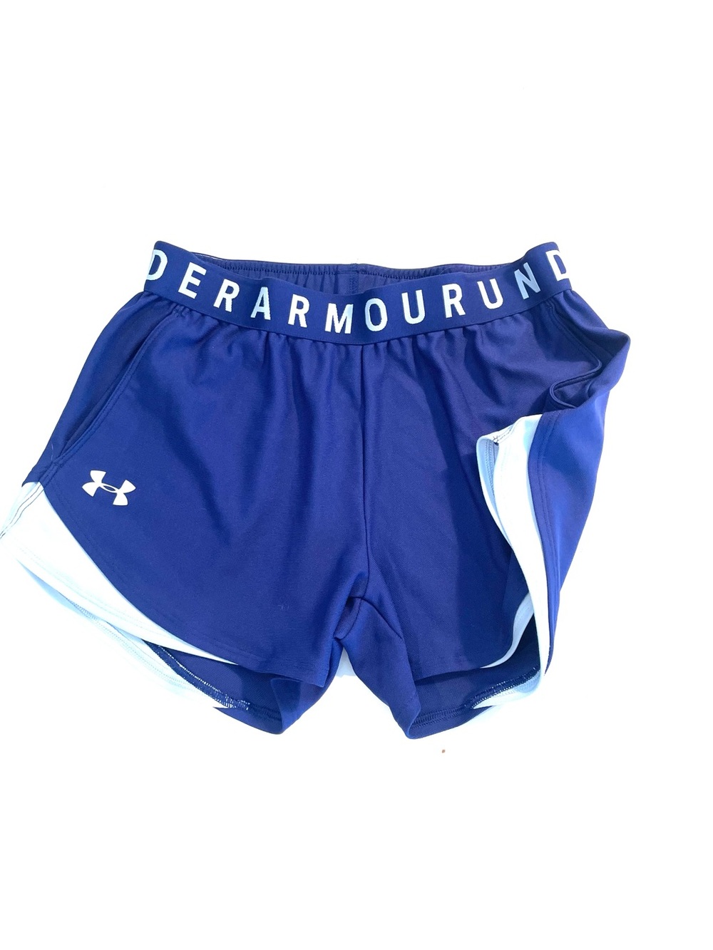 Under Armour Blue Athletic Shorts with White Accents